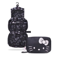 murmur 網狀三摺盥洗包 | hello kitty (低調黑) | 附吊飾