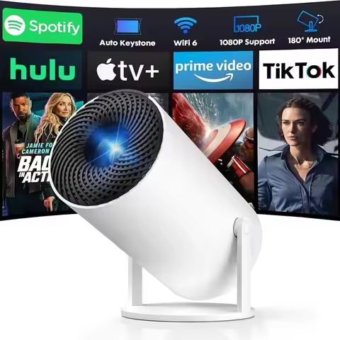 [Built-in Apps] Mini Projector with WiFi and Bluetooth, Native 1080P Portable Movie Projector for Be