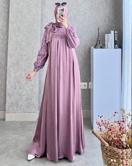 [COD] Yumna Dress Gamis Brukat Malaysia Wanita Remaja Dewasa Warna Sage Mocca Lavender Abu Elegan Mewah Model Baru Terkini Modis Modern Aesthetic Premium Import Baju Muslim Terusan Brokat Aksen Pita Longdress Long Dress Outfit Pesta Kondangan Murah