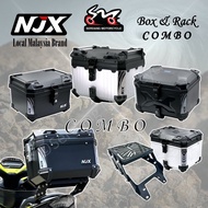 COMBO NJX Kotak Plastik Dengan Rak Lipat Stainless Steel Rocky Phantom Cyclone Meteor Titan Plastic 
