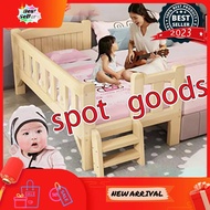 ⭐READY STOCK⭐ 12 hour Shipping  baby cot Tempat tidur katil baby Splicing baby bed Solid Widened Tempat tidur single Boys and Girls Bedside with Fence Seamless Spliging Bed Solid wood paint-free crib Kids bed Wooden Cot katil budak katil lipat
