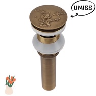 UMISTYDREAM9IQ0 Drain Stopper, Engraved Floral Design Brass Material Sink Drain, Press And Bounce Me