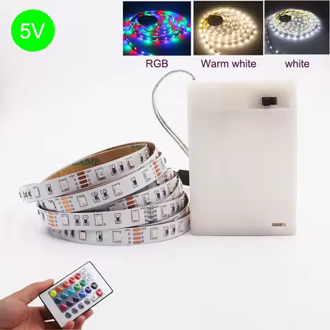 3AA Battery 5V USB LED Strip 2835 DC LED Light Flexible 50CM 1M 2M 3M 5M White Warm RGB For TV Backg