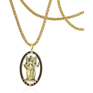 LIKGREAT Stainless Steel Triple Moon Goddess Pendant Necklace Hollow Wheel of Hecate Choker Vintage 