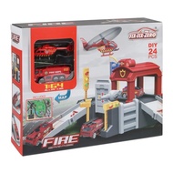Six Six Zero DIY Fire Station Die-Cast DIY Fire Station Department Rail Set Pretend Play Toy Set