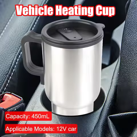 Stainless Steel Vehicle Heating Cup 12V 450ml Water Coffee Milk Thermal Mug Camping Travel Kettle El