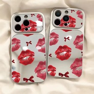 For Honor X7d X7c X7b X7a X7 X6d X6c X6b X6a X5c X5b X5 Red lip print Bow mirror surface Phone Case 