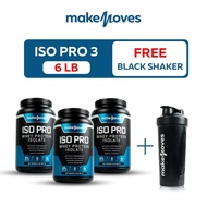 MakeMoves Whey ISO Pro สูตรลีน กล้ามชัด  (รสช็อคโกแล็ต)  สีน้ำเงิน   3กระปุก แถม แก้วดำ