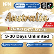 Australia eSIM Ultimate 3-30Days Unlimited Data  | Instant Email Delivery | Turbo Data Speed