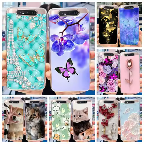 For Samsung A 80 A80 Case Popular Butterfly Silicone Cover Phone Case For Samsung Galaxy A80 2019 A8