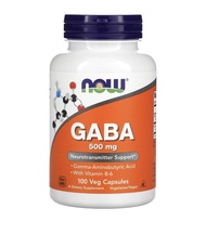 กาบ้า Now Foods GABA with Vitamin B-6 500 mg 100/200 Veg Capsules