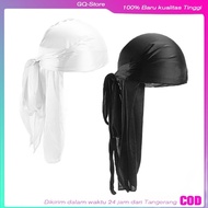 Durag Kepala / Durag Bandana Long Tail Hip Hop Du-Rag Hat Breathable Headband Black White