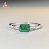 High Carbon Square Colored Diamond Ring 925 Sterling Silver Lab-grown Emerald Ring