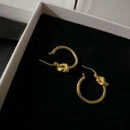 Celine 扭結耳環 金色Knot圈形