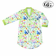 G&G ชุดนอน ชุดกระโปรงคอปกแขนยาว ผ้าซาติน EN7S002