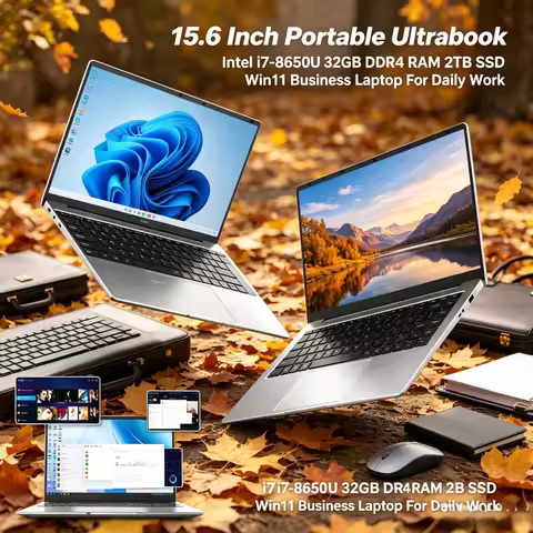 15.6 Inch Portable Ultrabook Intel i7-8650U 32GB DDR4 RAM 2TB SSD Win11 Business Laptop For Daily Wo