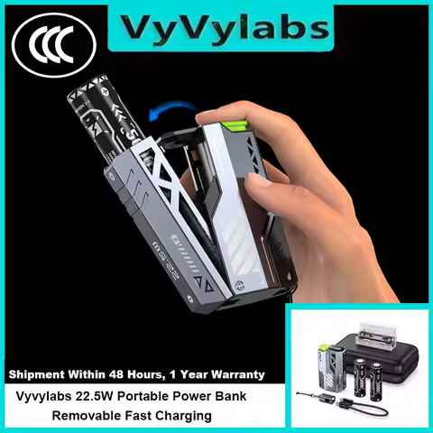 VYVYLABS 30000mAh Detachable CCC Power Bank Fast Charger 22.5W Wireless Portable Charger 21700 Power