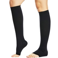 ถุงเท้ายาวถึงเข่าแบบเปิดนิ้วรัดน่องเส้นเลือดขอดกระชับสำหรับผู้ชายและผู้หญิงเส้นเลือดขอด20-30บวม Mmhg