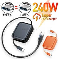 240W Type C To Type C Fast Charging Retractable Cable Portable Charger Data Wire for Vivo Y28 4G X30