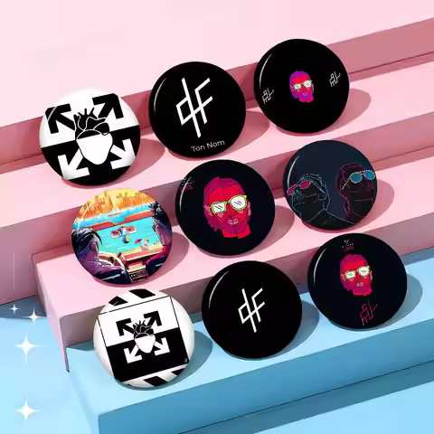 PNL QLF Rapper Singer Soft Button Pin Round Metal Badge Lapel Pin Parts Gift Friends Kid Jewelry
