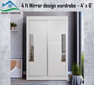 Woody Furniture: 4 feet wardrobe with 2 hanging pipe and shelf