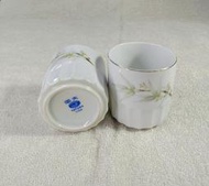 《 生活小舖 》早期 懷舊 復古 古早收藏 青竹茶杯2入 陶瓷小茶杯 大同瓷器