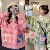 KAYLA PREMIUM WOMAN KNIT OVERSIZED ARGYLLE CARDIGAN WINTER AUTUMN KOREAN STYLE KNIT CARDIGAN WINTERW