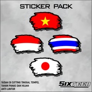 Flexible Vinyl Tear Flag Sticker Anti-Scratch 7x 4cm Vietnam Thailand Japan Flag Cool Japan/ Japan W