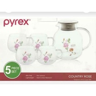PYREX 5PCS TEA POT & CUP SET