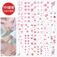 30 pcs Tato Temporer sticker motif bunga tulisan karakter tahan air