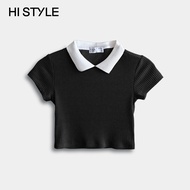 HI STYLE - Women Knit Short Sleeve Top - Black - FVG510438 / Baju Lengan Pendek Perempuan - Hitam