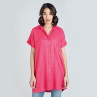 GSP Shirt เสื้อเชิ้ตตัวยาว แขนสั้น สีชมพู เสื้อ เสื้อผ้าผญสวยๆ เสื้อแฟชั่น เสื้อแฟชั่นผญ (PWIBPI)