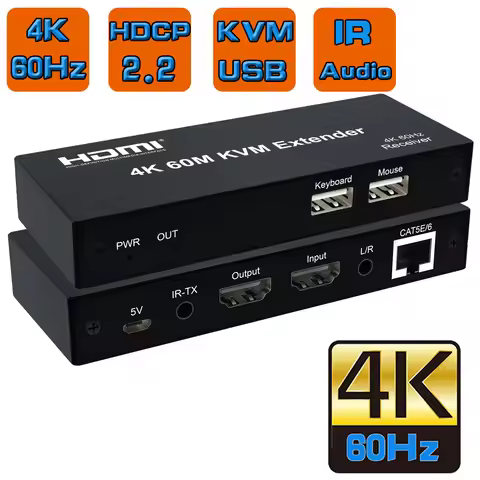 1080P 4K HDMI KVM Extender 60M over RJ45 Ethernet Cat6e/6 cable 4K HDMI USB Extender Transmitter Rec