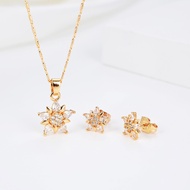 HYL JEWELRY 4pcs kalung Titaniun dan anting berlian wanita hadiah kelas atas untuk teman 18K Set Per