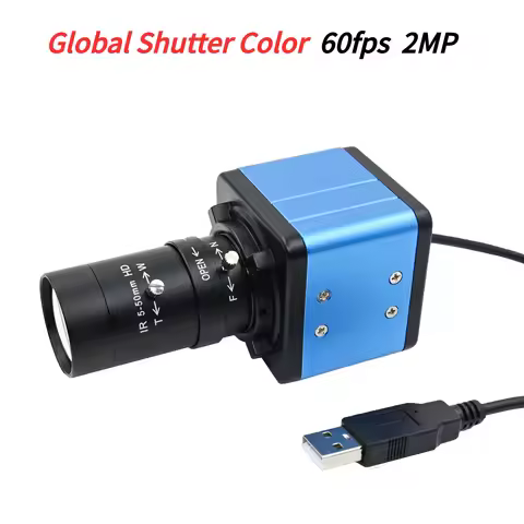 2MP Color Global Shutter USB Camera 60fps, 1600 x1200,Mini Box Webcam 2 Megapxiel, With 5-50mm 2.8-1