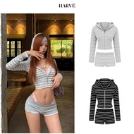 HARVE | SET STRIPEDJacket + BASIC OFF-RISE SHORTS (SUMMER LOOK, THIN) - STRIPED SET | SS SS