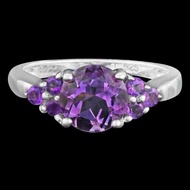 แหวนเงินแท้ 925 พลอยอเมทิสต์ Amethyst น้ำหนัก  2.45 กะรัต สวยไฟดีค่ะ