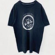 古著 Vans 短袖圓領 T 卹，帶輪胎印花，黑色，休閒，春夏裝，L 碼