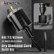 68/72/82mm Dry Diamond Core Drill Bit, SDS Plus Shank Concrete Hole Saw for Brick Wall Masonry, No W