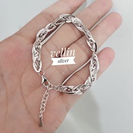 925 Silver Chain Bracelet with White Gold Plating - Authentic 925 Anti-Rust Silver Bracelet