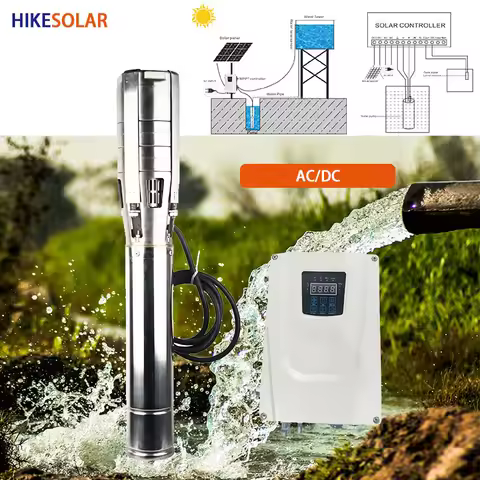 HYBRID SOLAR PUMP 1.8HP 2.5HP 3HP 3.5HP 4HP AC/DC SS304 Impeller 6" Submersible Pump For Farm Irriga