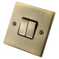 British Standard British Style British Regulation Stainless Steel Metal Switch 2 GANG 1 WAY SWITCH A