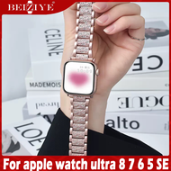 For apple watch ultra 49mm 41mm 45mm 42mm 44mm 38mm 40mm สาย Metal Diamond สายนาฬิกาข้อมือสำหรับ Wom