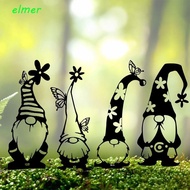 ELMER Gnome Sign, 2D Acrylic Garden Gnomes Stake, Gnome Silhouette Branch Black Hollow Out Gnome Gro
