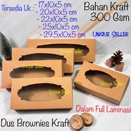 Brownies Cake Box 17x10x5 20x10x5 22x10x5 25x10x5 29.5x10x5 Brown KRAFT Window FULL Lamination 300 G