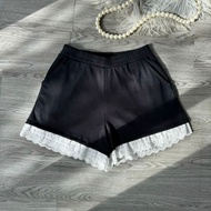 Quần đùi nữ lưng thun co giãn phối ren hoa chất vải thun mát dễ vận động mặc thoải mái (CÓ BIGSIZE)