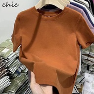 tshirt for woman 210g 40 Count Odal 92 Cotton 8 Spandex Short-Sleeved T-Shirt Slim-Fit High Elastic 