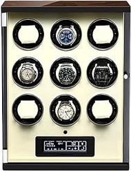 Watches and Jewelry Automatic Watch Winder for 9 Watches Remote Control Touch Panel Display Screen Adjustable Watch Pill