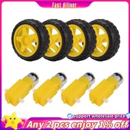 4PCS DC Electric Motor + Plastic TT Motor Tire Wheel Dual Shaft Gear Motor TT   for  Smart Car