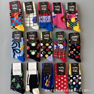 Happy socks Mickey Co-Branded happy Leather Women's socks Mid-Tube Trendy socks Couple Long Tube Fas